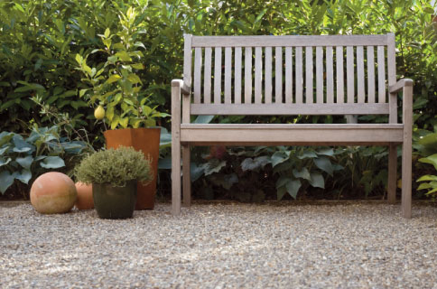 Bench and ornamental pots